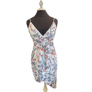 Lush Women's Cream floral asymmetrical spaghetti strap dress NWT